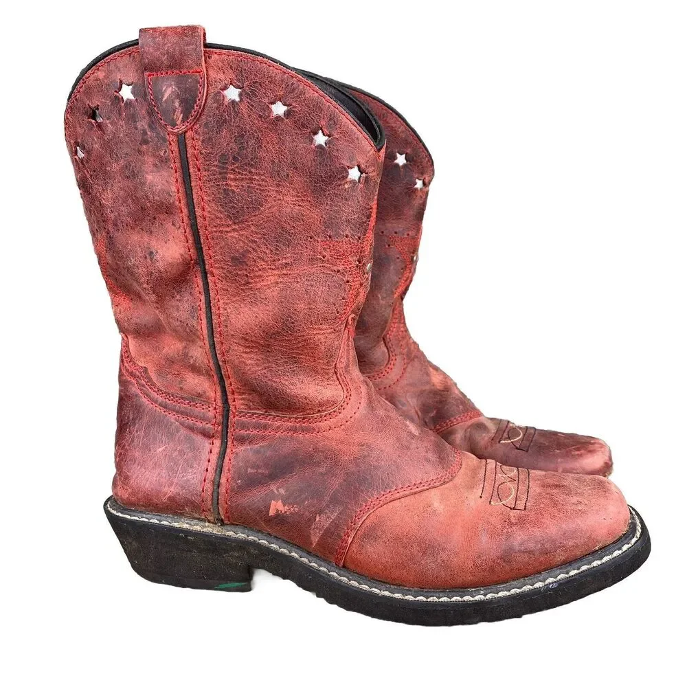 Smoky Mountain Leather Cowboy Boots Youth 2.5 D Square Toe 3477C